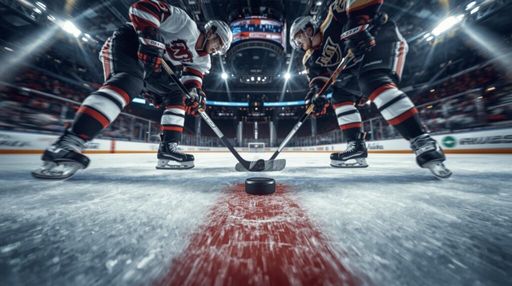 What face-off means in ice hockey